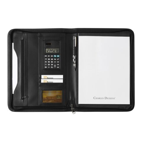 Charles Dickens Dokumentenmappe &#039;Nancy&#039; mit Metall-Label und Hülle aus Kunstleder Schwarz | ohne Werbeanbringung | Nicht verfügbar | Nicht verfügbar