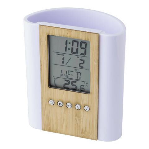 Bambusfederhalter mit Uhr hellbraun | ohne Werbeanbringung | Nicht verfügbar | Nicht verfügbar