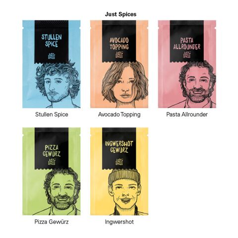 Werbekarte Midi Just Spices ohne Werbeanbringung | Gewürztütchen Pizza Gewürz