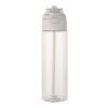 Theron 700 ml RCS Trinkflasche aus recyceltem Kunststoff mit Multifunktionsdeckel und Klappstrohhalm weiß
