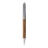 Borneo Bambus Kugelschreiber Priority | natural-silber | 1-farbiger Tampondruck | unter dem Clip | 50 mm x 7 mm