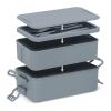 Doppelte Lunchbox mit Besteck Grau | ohne Werbeanbringung | Nicht verfügbar | Nicht verfügbar