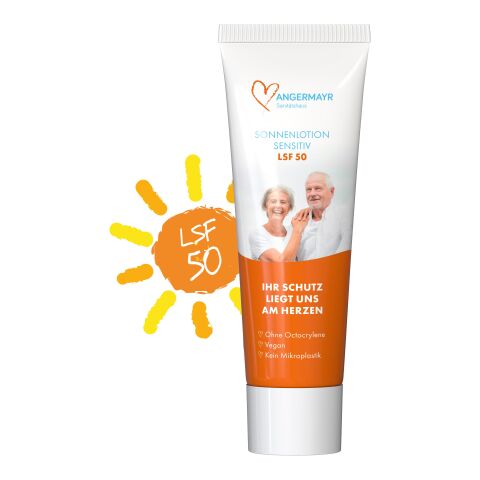 25 ml Tube - Sonnenmilch LSF 50 (sensitiv) - FullbodyPrint Weiß | ohne Werbeanbringung