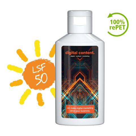 50 ml Flasche - Sonnenmilch LSF 50 (sensitiv) - Body Label Weiß | ohne Werbeanbringung
