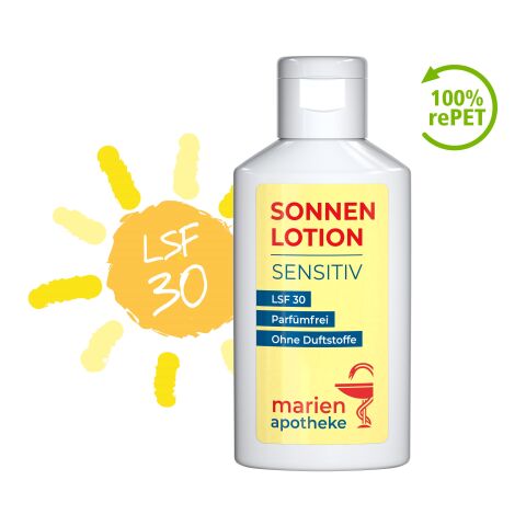 50 ml Flasche - Sonnenmilch LSF 30 (sensitiv) - Body Label Weiß | ohne Werbeanbringung