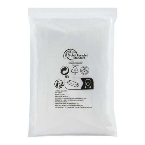 Mayan GRS-zertifizierter Einweg-Regenponcho mit Aufbewahrungstasche. Standard | weiss | ohne Werbeanbringung | Nicht verfügbar | Nicht verfügbar