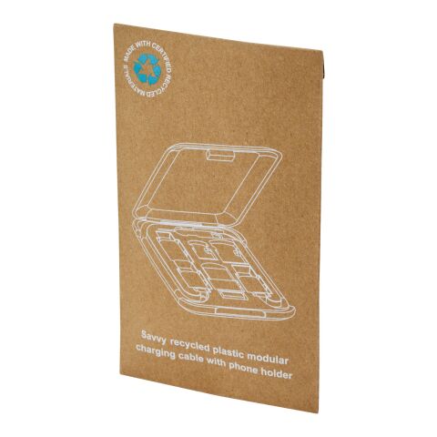 Savvy recyceltes modulares Ladekabel mit Telefonhalterung Standard | weiß | ohne Werbeanbringung | Nicht verfügbar | Nicht verfügbar