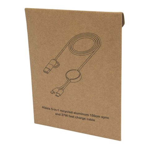 Alasia 150 cm 5-in-1 Kabel aus recyceltem Kunststoff für Datenübertragung und 27W Schnellladung Standard | Silber | ohne Werbeanbringung | Nicht verfügbar | Nicht verfügbar