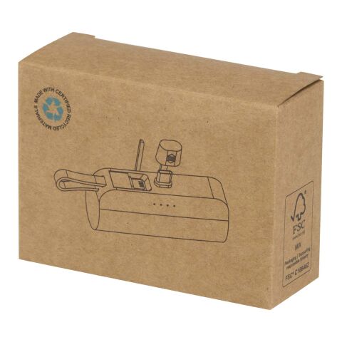 Alnair 10 W 5000 mAh Typ C Powerbank aus recyceltem Kunststoff mit integriertem Klappständer und 2 in 1 Kabel Standard | transparent klar | ohne Werbeanbringung | Nicht verfügbar | Nicht verfügbar