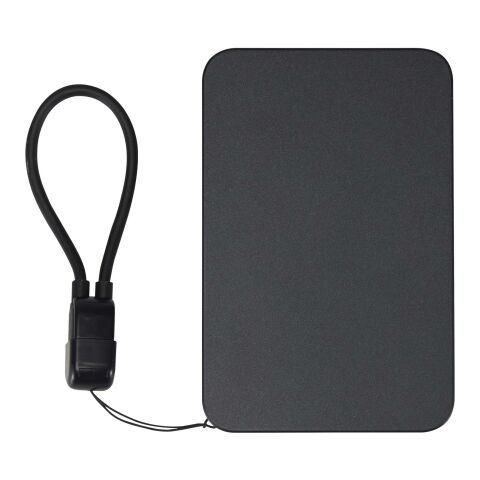 SMART 5000 mAh Powerbank aus recyceltem Kunststoff mit Magnetverschluss und Lanyard schwarz