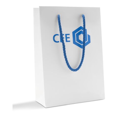 Papiertragetasche 16 x 23 cm mit farbigen Kordeln ohne Werbeanbringung | matt | 105 - königsblau