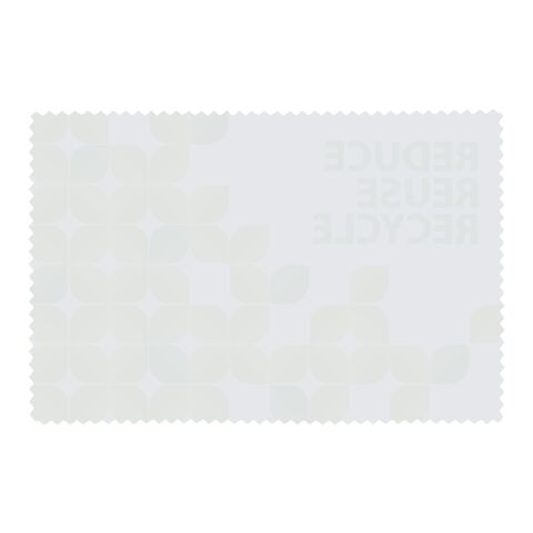 Caro kleines Reinigungstuch aus recyceltem PET Kunststoff weiss | Sublimation | überall, Rücken | 100 mm x 150 mm