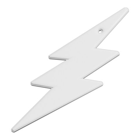 RFX™ Reflektierender PVC-Aufhänger Blitz weiß | Digitaldruck | Vorderseite (Unter Der Reflektierenden Schicht) | 47 mm x 123 mm