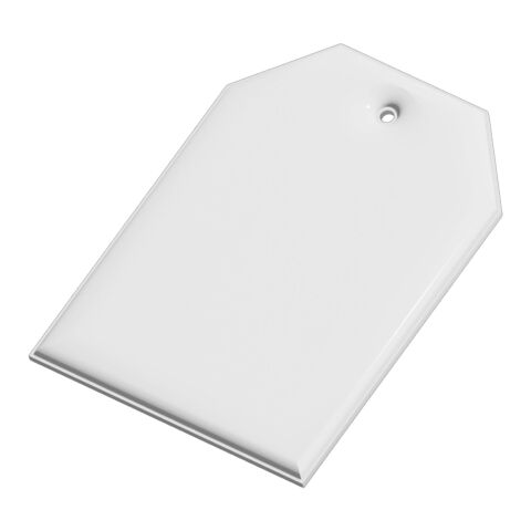 RFX™ Reflektierender Tag-PVC-Aufhänger weiß | 1-farbiger Siebdruck | Rückseite | 37 mm x 54 mm