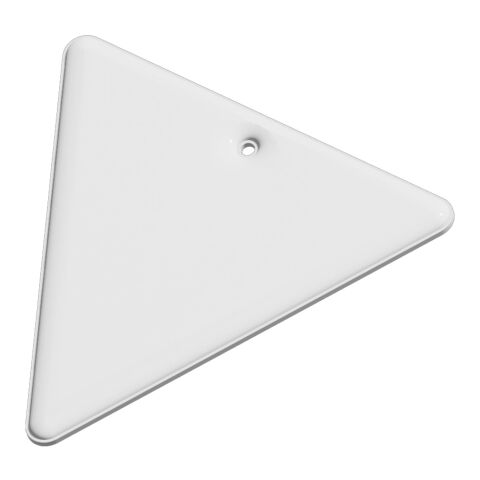 RFX™ reflektierender PVC-Aufhänger Dreieck weiß | 1-farbiger Siebdruck | Rückseite | 64 mm x 59 mm
