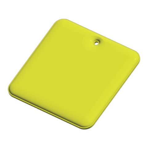 RFX™ quadratischer reflektierender PVC-Aufhänger neongelb | Nicht verfügbar | 1-farbiger Siebdruck | Rückseite | 39 mm x 39 mm