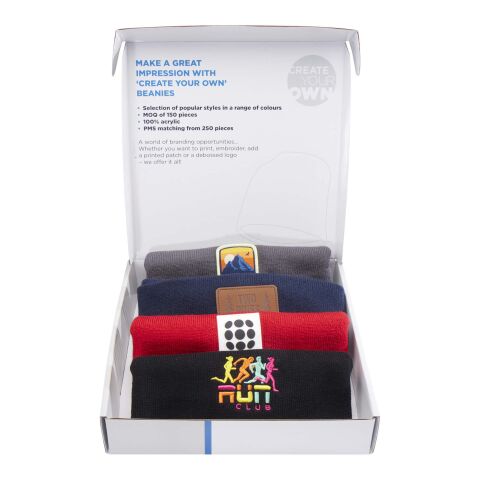 Musterbox mit Mützen weiß | ohne Werbeanbringung