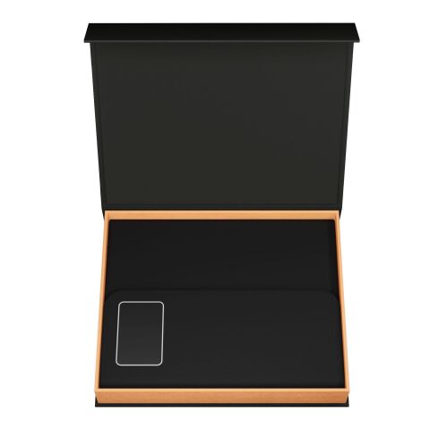 SCX.design O18 A5 Notizbuch mit kabelloser 5W Powerbank mit 4000 mAh und Leuchtlogo schwarz | Not applicable | ohne Werbeanbringung | Nicht verfügbar | Nicht verfügbar