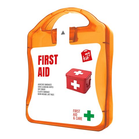 mykit, first aid, kit orange | 1-farbiger Digitaler Aufkleber | Vorderseite | 90 mm x 127 mm