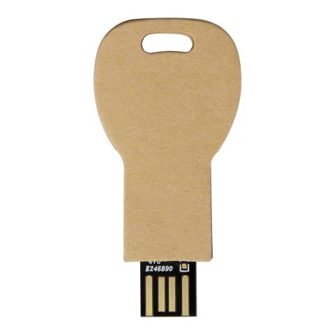 Schlüssel USB-Stick 2.0 aus recyceltem Papier Kraftpapier | 64 GB | 1-farbiger Tampondruck | Vorderseite | 36 mm x 14 mm