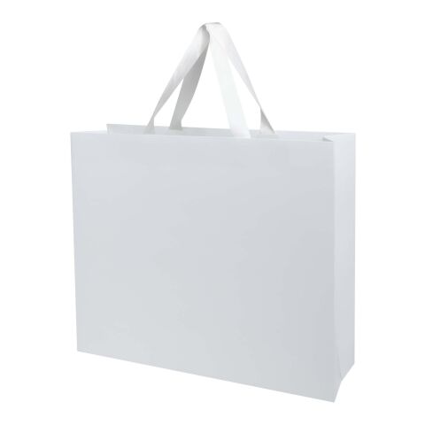 Smartfold Papiertüte, 230 g/m², mit Bandgriffen und Glanzlaminierung – 42 x 12 x 35 cm weiß