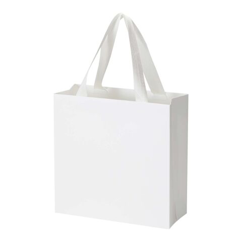 Smartfold Papiertüte, 230 g/m², mit Bandgriffen und matter Laminierung – 24 x 10 x 24 cm weiß