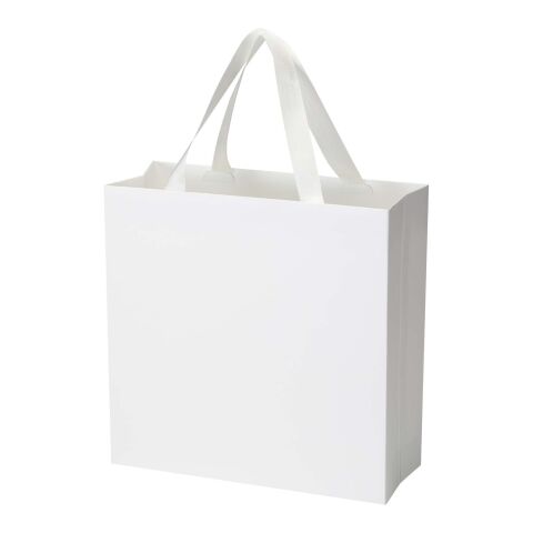Smartfold Papiertüte, 230 g/m², mit Bandgriffen und matter Laminierung – 31 x 12 x 31 cm weiß