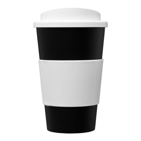 Americano® 350 ml Isolierbecher mit Schutzring und Schraubverschluss schwarz-weiss | ohne Werbeanbringung | Nicht verfügbar | Nicht verfügbar