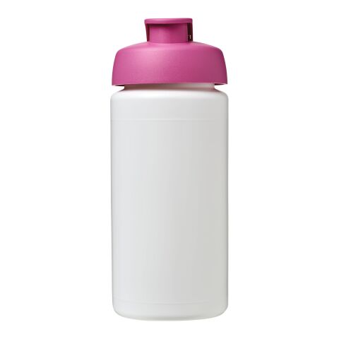 Baseline® Plus grip 500 ml Sportflasche mit Klappdeckel weiss-rosa | ohne Werbeanbringung | Nicht verfügbar | Nicht verfügbar