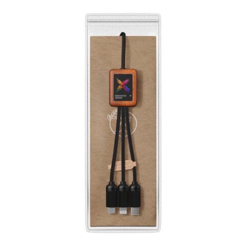 SCX.design C38 5-in-1 Ladekabel aus rPET in quadratischem Bambusgehäuse mit Leuchtlogo Standard | schwarz-holz | ohne Werbeanbringung | Nicht verfügbar | Nicht verfügbar