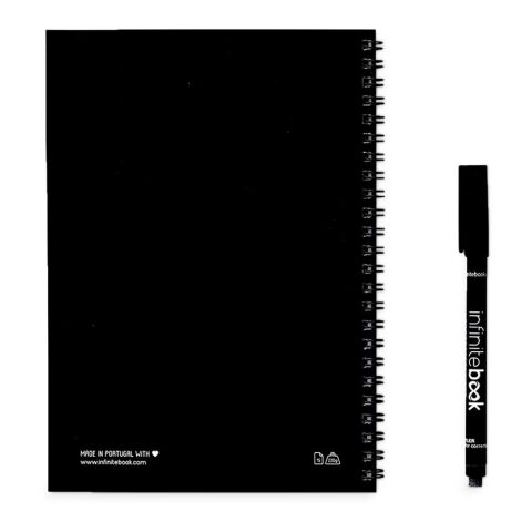 INFINITEBOOK PLAIN A5. "Infinitebook" mit flexiblem Einband und 15 unlinierten Whiteboard Seiten schwarz | ohne Werbeanbringung | Nicht verfügbar | Nicht verfügbar | Nicht verfügbar