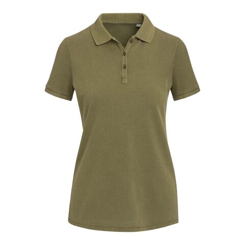 Calgary Poloshirt für Damen im Washed Look, 200 g/m2 Standard | Forest Green2 | XL | ohne Werbeanbringung | Nicht verfügbar | Nicht verfügbar | Nicht verfügbar