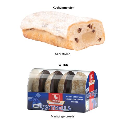 3D Präsent Schiff Weihnachten 4c Euroskala | 4 WEISS Lebkuchen Mini