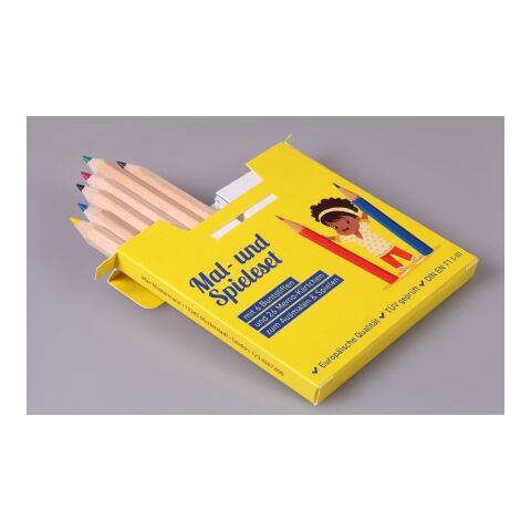 Buntstift Memo-Set, inklusive Rundumdruck, Mal- und Spieleset ohne Werbeanbringung