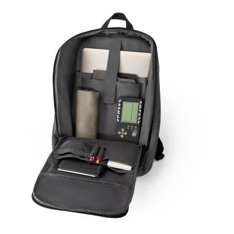 TOULON. Notebook-Rucksack aus hochdichtem 600D Polyester aus recyceltem mit einer wasserabweisenden Oberfläche 16" schwarz | ohne Werbeanbringung | Nicht verfügbar | Nicht verfügbar | Nicht verfügbar