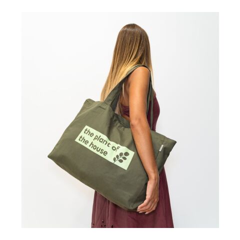 CAMDEN. Tragetasche aus Baumwolle (50%), recycelter Baumwolle (30%) und polyester (20% rPET) (280 g/m²) Dunkelgrün | ohne Werbeanbringung