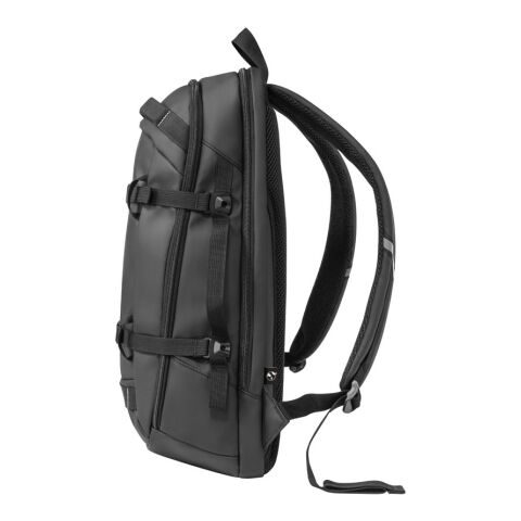 KAMPALA. Laptop-Rucksack aus 900D hochdichtem recyceltem Polyester mit wasserdichter Beschichtung und 210D Futter aus recyceltem Polyester 17&#039;3&quot; Schwarz | ohne Werbeanbringung