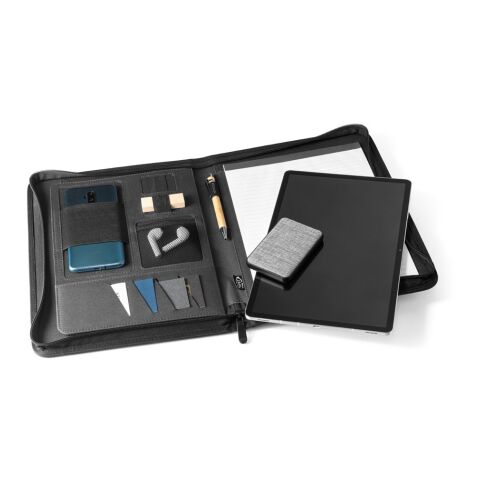 EMERGE FOLDER. A4 Mappe aus recyceltem Polyester (100% rPET) 300D mit Reißverschluss schwarz | ohne Werbeanbringung | Nicht verfügbar | Nicht verfügbar | Nicht verfügbar