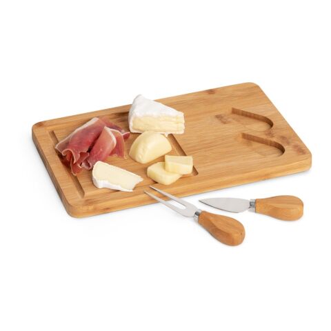 WOODS. Käsebrett aus Bambus mit 2 Utensilien aus Edelstahl Natur | ohne Werbeanbringung | Nicht verfügbar | Nicht verfügbar | Nicht verfügbar
