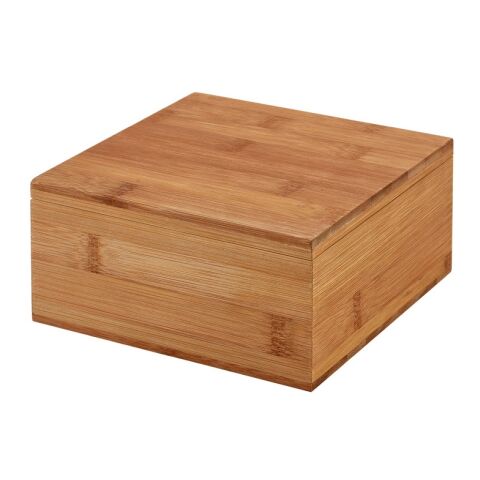 ARNICA. Teebox aus Bambus mit 4 Fächern und einem Magnetverschluss Beige | ohne Werbeanbringung