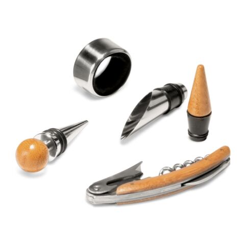 MORETO. 4-teiliges Weinset aus Bambus, Edelstahl und ABS Natur | ohne Werbeanbringung | Nicht verfügbar | Nicht verfügbar | Nicht verfügbar