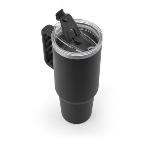 JOYNER XL. Grosser Reisebecher aus Edelstahl (91 % recycelt) mit vakuumisolierter Doppelwand und matter Oberfläche 1300 ml Schwarz | ohne Werbeanbringung | Nicht verfügbar | Nicht verfügbar | Nicht verfügbar