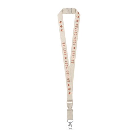 BALLINA. Lanyard aus 100% Baumwolle mit Metallkarabiner Naturhell | ohne Werbeanbringung | Nicht verfügbar | Nicht verfügbar | Nicht verfügbar