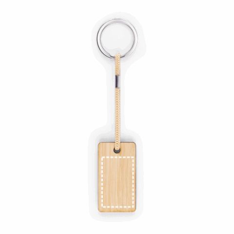 HOPPS. Rechteckiger Schlüsselanhänger aus Bambus mit PET-Schnur Natur | ohne Werbeanbringung | Nicht verfügbar | Nicht verfügbar | Nicht verfügbar