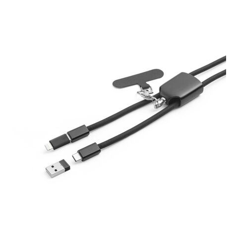 ZEWAIL. Lanyard mit Smartphone-Halterung, USB-C-Kabel und verschiedenen Adaptern aus recyceltem ABS und recyceltem TPE Schwarz | ohne Werbeanbringung | Nicht verfügbar | Nicht verfügbar | Nicht verfügbar