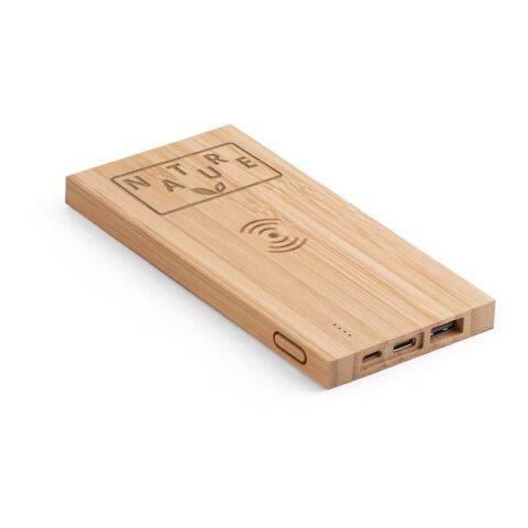 FITCH. Powerbank 5'000 mAh mit 5W wireless Ladegerät aus Bambus Natur | ohne Werbeanbringung | Nicht verfügbar | Nicht verfügbar | Nicht verfügbar