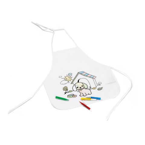 NILO. Kinderschürze zum Ausmalen aus Vliesstoff (80 g/m²) Weiß | ohne Werbeanbringung | Nicht verfügbar | Nicht verfügbar | Nicht verfügbar