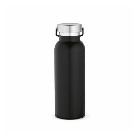 Sado Trinkflasche 560ml aus recy. Edelstahl. Doppelwandig, auslaufsicher.  Schwarz