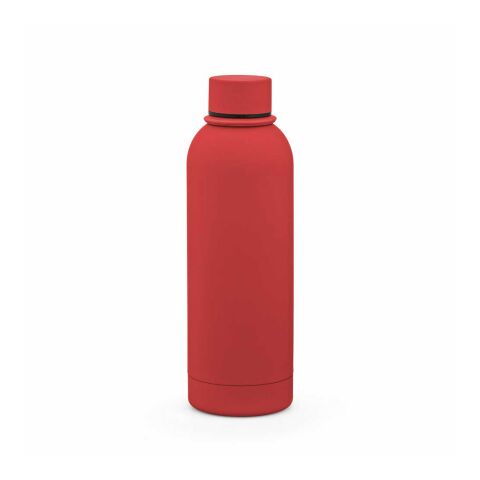 Hudson Trinkflasche 540ml aus recy. Edelstahl. Doppelwandig, gummierter Oberfläche Rot