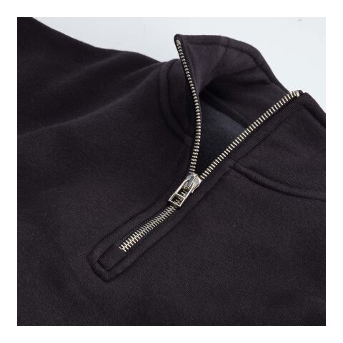 Malibu Sweatshirt mit 1/4-Reißverschluss. Bio-Baumwolle, recy. Baumwolle und rPET Schwarz | ohne Werbeanbringung | Nicht verfügbar | Nicht verfügbar | Nicht verfügbar